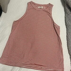 Madewell coral and cream striped tank women’s small